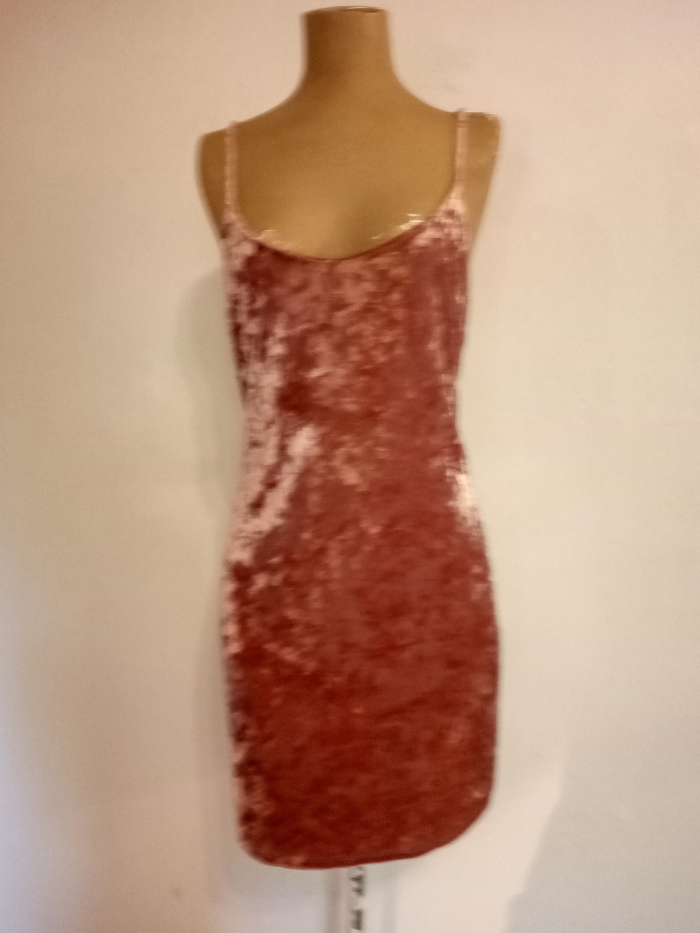 Vintage Forever 21 Velvet Spaghetti Strap Mini Dress in Dusty Rose